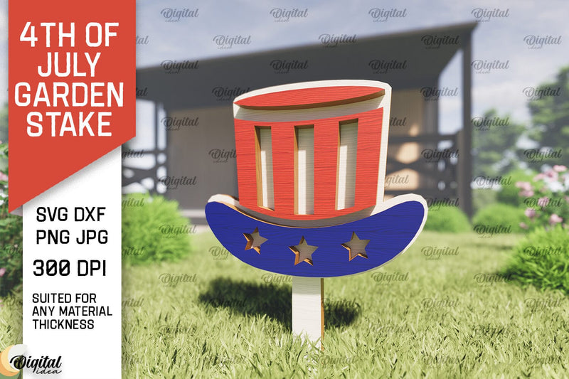 4th of July Garden Stake Laser Cut. Garden Stake SVG SVG Evgenyia Guschina 