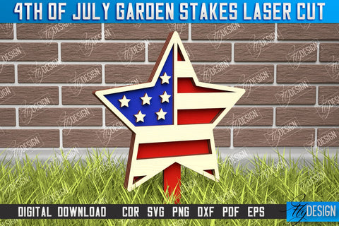 4th of July Garden Stakes Bundle | Plant Stakes | Plant Marker | Lawn Stakes | CNC File SVG Fly Design 