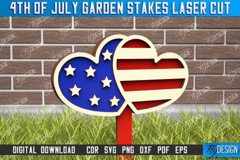4th of July Garden Stakes Bundle | Plant Stakes | Plant Marker | Lawn Stakes | CNC File SVG Fly Design 