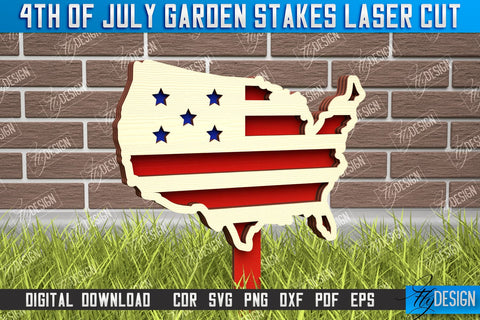 4th of July Garden Stakes Bundle | Plant Stakes | Plant Marker | Lawn Stakes | CNC File SVG Fly Design 