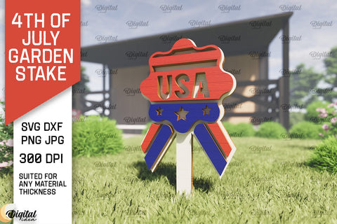 4th of July Garden Stakes Laser Cut Bundle. Garden Stakes SVG SVG Evgenyia Guschina 