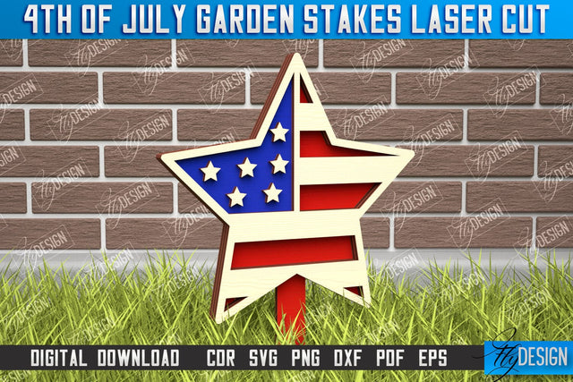 4th of July Garden Stakes | Plant Stakes | Plant Marker | Lawn Stakes | CNC File SVG Fly Design 
