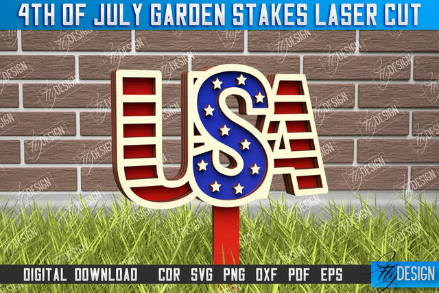 4th of July Garden Stakes | Plant Stakes | Plant Marker | Lawn Stakes | CNC File SVG Fly Design 