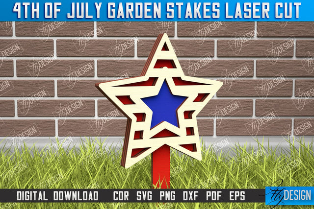4th of July Garden Stakes | Plant Stakes | Plant Marker | Lawn Stakes | CNC File SVG Fly Design 