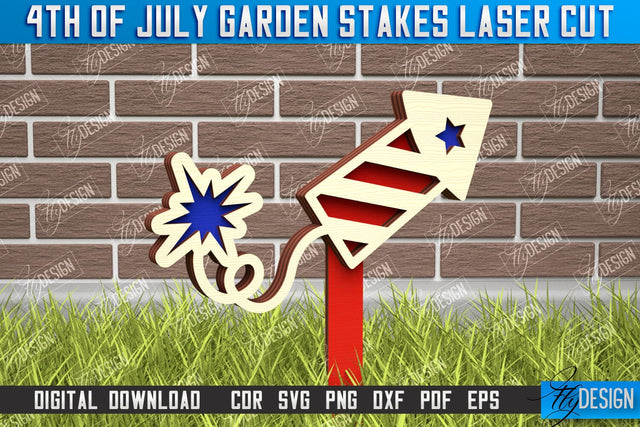 4th of July Garden Stakes | Plant Stakes | Plant Marker | Lawn Stakes | CNC File SVG Fly Design 
