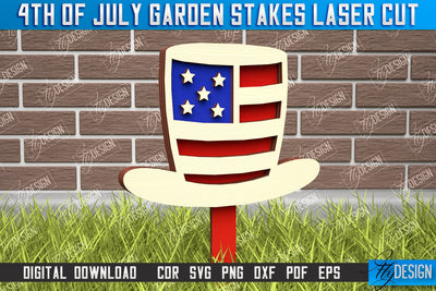 4th of July Garden Stakes | Plant Stakes | Plant Marker | Lawn Stakes | CNC File SVG Fly Design 