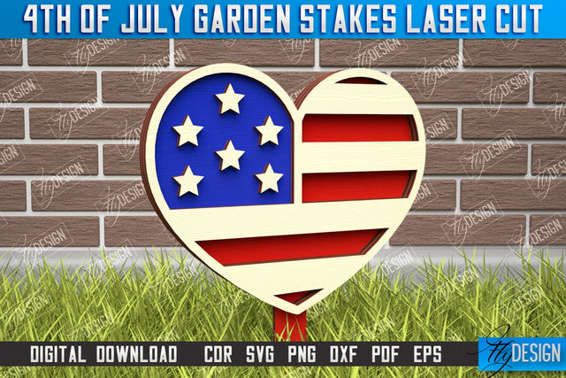 4th of July Garden Stakes | Plant Stakes | Plant Marker | Lawn Stakes | CNC File SVG Fly Design 