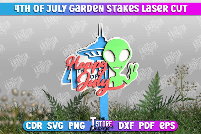 4th of July Garden Stakes | Plant Stakes | Plant Marker | Lawn Stakes | CNC File SVG The T Store Design 