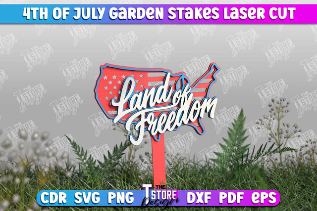 4th of July Garden Stakes | Plant Stakes | Plant Marker | Lawn Stakes | CNC File SVG The T Store Design 