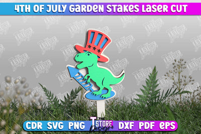 4th of July Garden Stakes | Plant Stakes | Plant Marker | Lawn Stakes | CNC File SVG The T Store Design 
