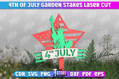 4th of July Garden Stakes | Plant Stakes | Plant Marker | Lawn Stakes | CNC File SVG The T Store Design 