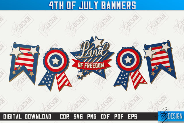 4th of July Garland Laser Cut | 4th of July Banner | 4th of July Decorations | Home Décor | Holiday | CNC File SVG Fly Design 