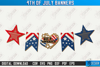 4th of July Garland Laser Cut | 4th of July Banner | 4th of July Decorations | Home Décor | Holiday | CNC File SVG Fly Design 