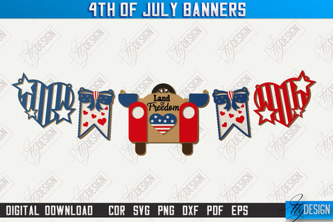 4th of July Garland Laser Cut Bundle | 4th of July Banner | 4th of July Decorations | Home Décor | Holiday | CNC Files SVG Fly Design 