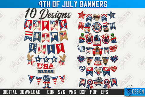 4th of July Garland Laser Cut Bundle | 4th of July Banner | 4th of July Decorations | Home Décor | Holiday | CNC Files SVG Fly Design 