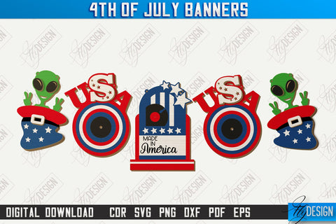 4th of July Garland Laser Cut Bundle | 4th of July Banner | 4th of July Decorations | Home Décor | Holiday | CNC Files SVG Fly Design 