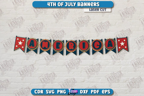 4th of July Garland Laser Cut Bundle | 4th of July Banner | 4th of July Decorations | Home Décor | Holiday | CNC Files SVG The T Store Design 