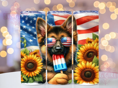 4th Of July German Shepherd 20oz Tumbler Wrap Sublimation Design, Straight Tapered Tumbler Wrap, 4th Of July Tumbler Png, Instant Digital Download Sublimation SvggirlplusArt 