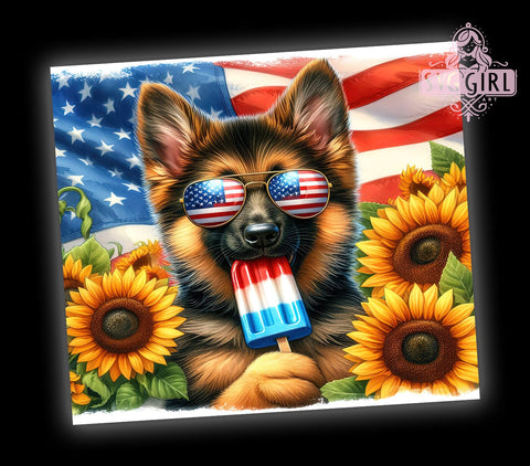 4th Of July German Shepherd 20oz Tumbler Wrap Sublimation Design, Straight Tapered Tumbler Wrap, 4th Of July Tumbler Png, Instant Digital Download Sublimation SvggirlplusArt 