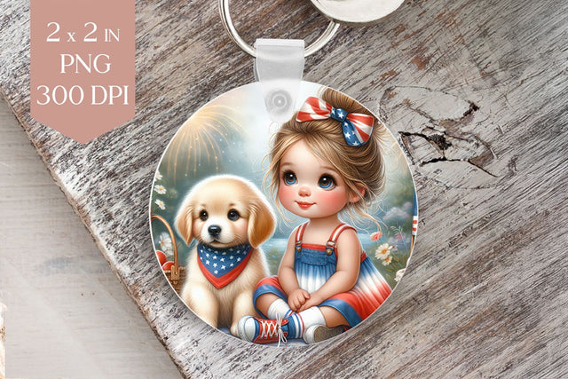 4th of July Girl and Puppy Sublimation PNG Sublimation BijouBay 