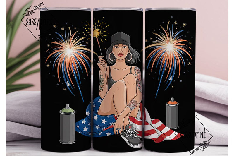 4th of July Girl Tumbler Wrap Sublimation sassyprint 