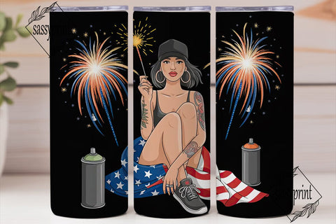 4th of July Girl Tumbler Wrap Sublimation sassyprint 