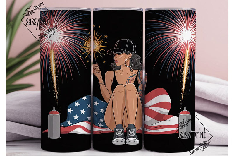4th of July Girl Tumbler Wrap Sublimation sassyprint 
