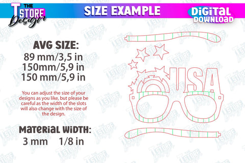 4th of July Glasses Laser Cut Bundle | Party Glasses | 4th of July Photo Booth Props | CNC Files SVG The T Store Design 