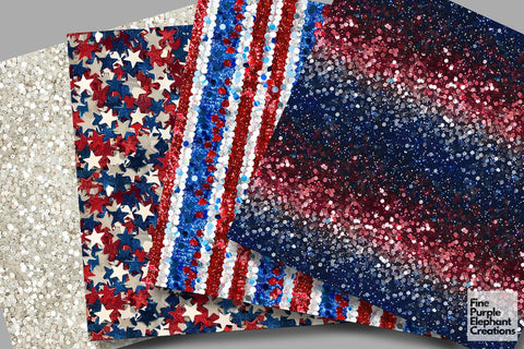 4th of July Glitter Digital Paper - Textured American Independence Digital Pattern Fine Purple Elephant Creations 