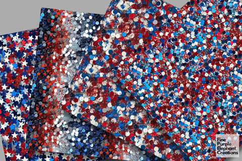 4th of July Glitter Digital Paper - Textured American Independence Digital Pattern Fine Purple Elephant Creations 