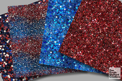 4th of July Glitter Digital Paper - Textured American Independence Digital Pattern Fine Purple Elephant Creations 