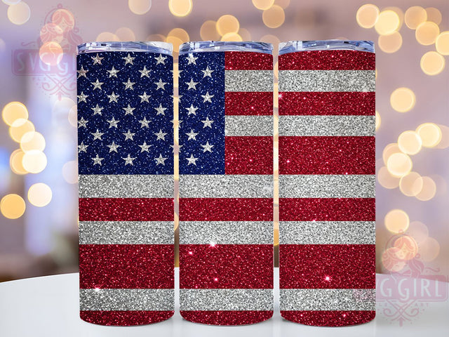 4th of July Glitter Tumbler Wrap, Patriotic Sublimation Design, 20oz Skinny Tumbler Wrap, American Flag Glitter Art, Independence Day Sparkle Design, Fourth of July Celebration Tumbler Sublimation SvggirlplusArt 