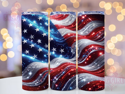 4th of July Glitter Tumbler Wrap, Patriotic Sublimation Design, 20oz Skinny Tumbler Wrap, American Flag Glitter Art, Independence Day Sparkle Design, Fourth of July Celebration Tumbler Sublimation SvggirlplusArt 
