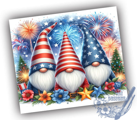 4th Of July Gnome 20oz Skinny Tumbler, American Gnome Tumbler Png, Straight & Tapered Tumbler Wrap, Instant Digital Download Sublimation ToriDesigns 