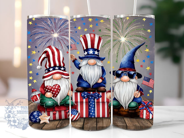 4th Of July Gnome 20oz Skinny Tumbler, American Gnome Tumbler Png, Straight & Tapered Tumbler Wrap, Instant Digital Download Sublimation ToriDesigns 