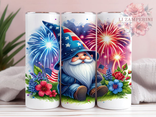 4th Of July Gnome 20oz Tumbler Wrap PNG, American Gnome Tumbler Png, Straight & Tapered Tumbler Wrap, Instant Digital Download Sublimation Li Zamperini 