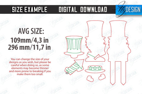 4th of July Gnome Stakes Laser Cut Bundle | Garden Decoration | Lawn Decor | Plant Stakes | CNC Files SVG Fly Design 