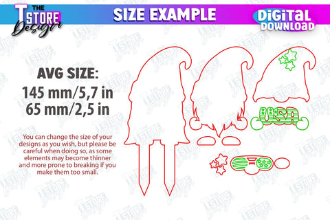 4th of July Gnome Stakes Laser Cut Bundle | Garden Decoration | Lawn Decor | Plant Stakes | CNC Files SVG The T Store Design 