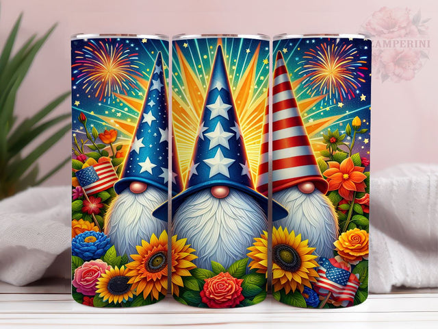 4th of July Gnomes 20oz Tumbler Wrap PNG, American Floral Patriotic Gnomes Tumbler Png, Straight & Tapered Tumbler Wrap, Instant Digital Download Sublimation Li Zamperini 