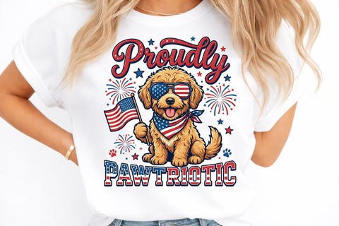 4th of July Golden Doodle PNG, Patriotic Sublimation designmaster24 