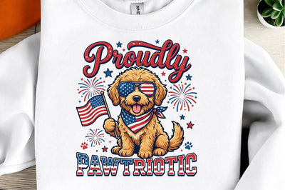 4th of July Golden Doodle PNG, Patriotic Sublimation designmaster24 