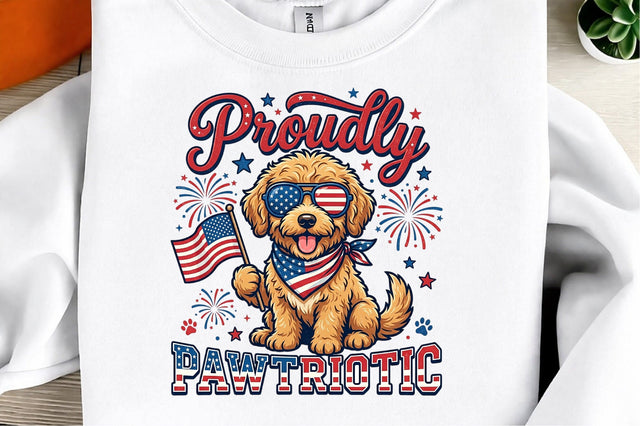 4th of July Golden Doodle PNG, Patriotic Sublimation designmaster24 