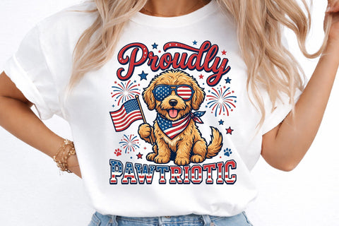 4th of July Golden Doodle PNG, Patriotic Sublimation designmaster24 