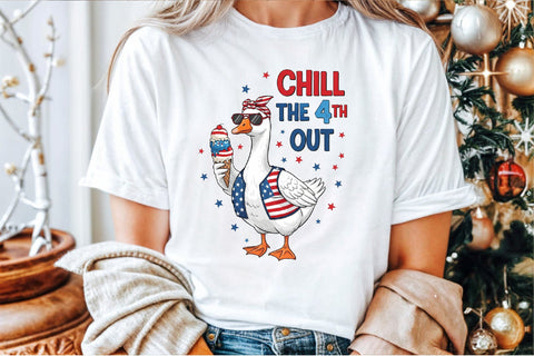 4th of July Goose Patriotic Chill the 4 Sublimation designartist 