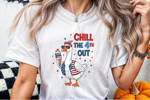 4th of July Goose Patriotic Chill the 4 Sublimation designartist 