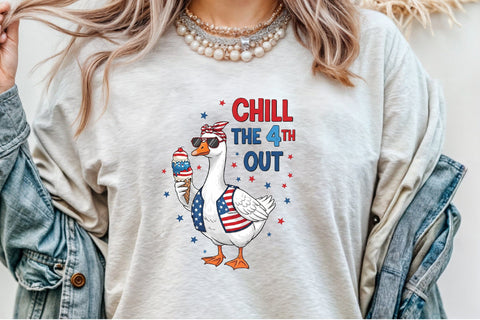 4th of July Goose Patriotic Chill the 4 Sublimation designartist 