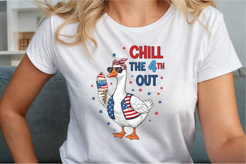 4th of July Goose Patriotic Chill the 4 Sublimation designartist 