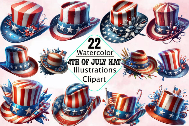 4th of July Hat Sublimation Clipart Bundle Sublimation SVGArt 