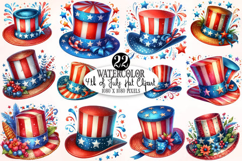 4th of July Hat Watercolor Sublimation Sublimation SVGista 