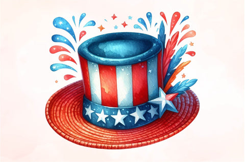 4th of July Hat Watercolor Sublimation Sublimation SVGista 